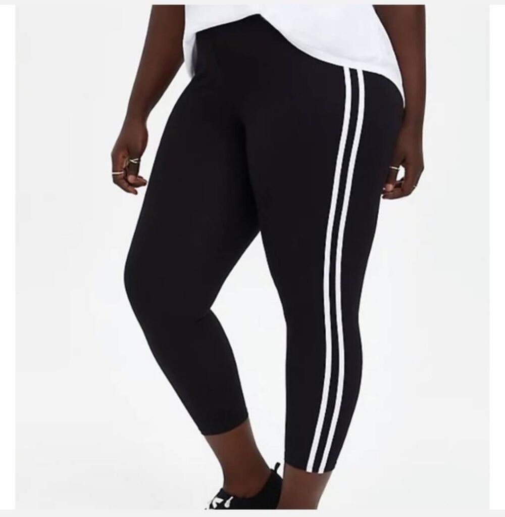 Torrid Crop Signature Waist Side Striped Legging Size 1XL Black White Plus Size